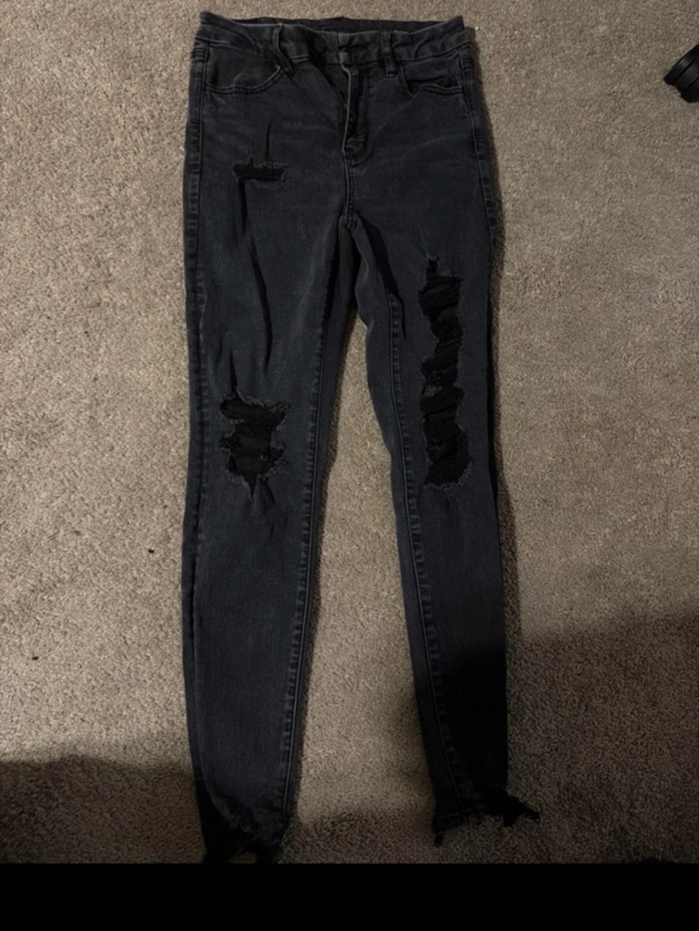 American Eagle Outfitters Black Distressed Skinny Jeans
